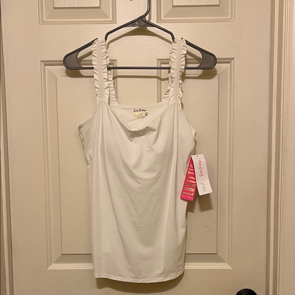 Lilly Pulitzer White Ruffle Strap Camisole